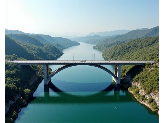 Pont routier moderne enjambant une rivière